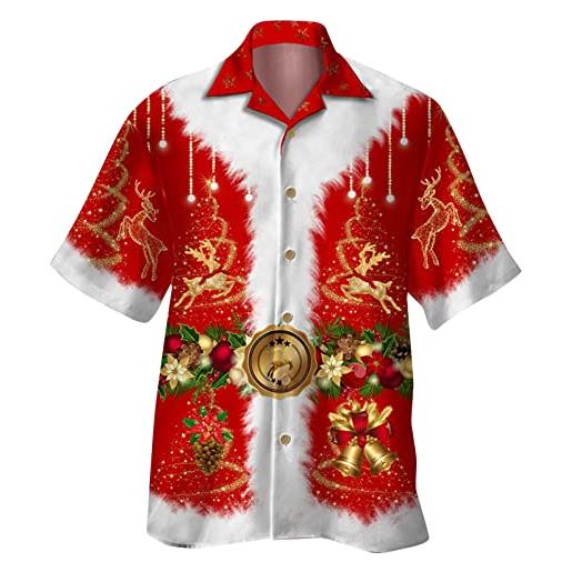 JokeLomple camicie natalizie da uomo - polo da uomo camicia con fiocchi di neve camicia uomo natalizia casual moda stampa camicie cervo natalizio per abbigliamento da festa