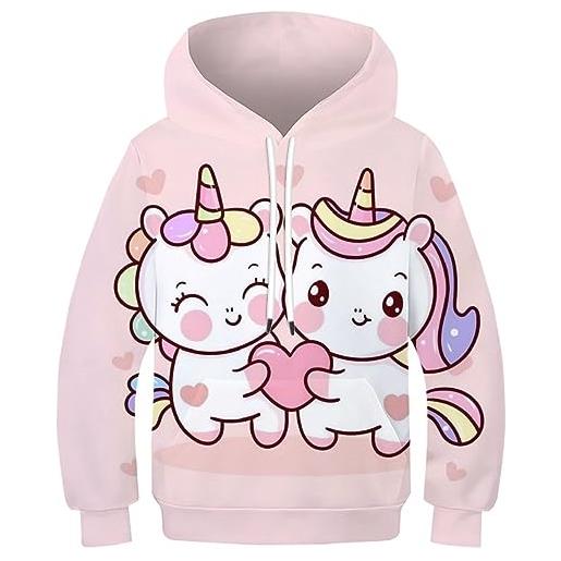JIEJIAN unicorn felpa con cappuccio per bambina, maglione per bambini, giacca a maniche lunghe, felpe per bambini, vestiti, regalo 10-12y