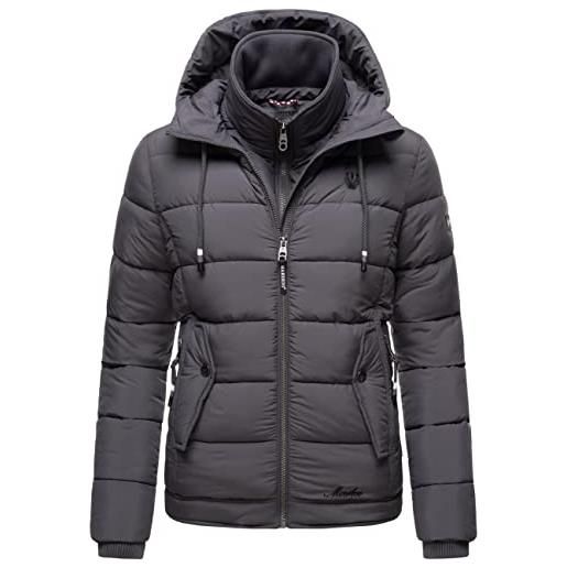 Marikoo taisaa prc - giacca trapuntata invernale da donna, con cappuccio, taglie xs-3xl, nero , l