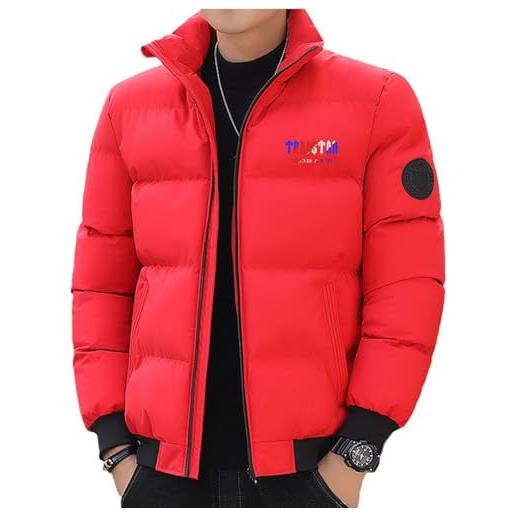 KERLI giubbotto trapstar giubbotto invernale uomo, trapstar london stampato giacca a vento calda e grossa, unisex giubbino casual zip piumino (color: rosso, dimensione: medium)
