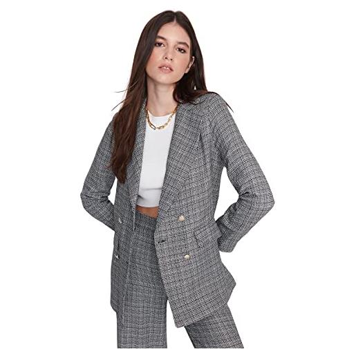 Trendyol blazer regolare con colletto a risvolto cappotto, grigio, 70 donna
