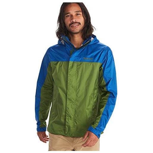 Marmot precip eco jacket f22, leggera con cappuccio, impermeabile antivento, giacca a vento traspirante, ideale per corsa ed escursionismo, shetland/cairo, s uomo