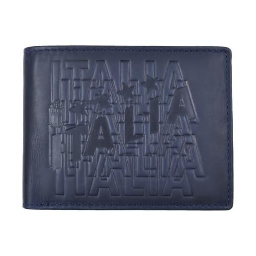 FIGC 251802 italia, portafoglio nazionale italiana calcio 100% pelle unisex-adulto, blu, unica