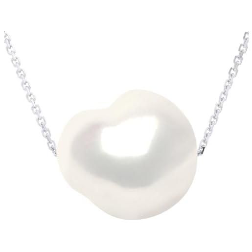 PEARLS & COLORS NATURAL FINE PEARLS pearls & colors - collana a catena di autenticha perla d'acqua dolce baroccha - qualità aaa+ - bianco naturale - argento 925 - gioielli per donna