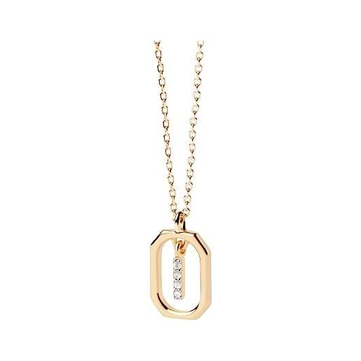 P D PAOLA pdpaola mini letter i necklace collana con nome a lettera oro, onesize, argento sterling, zirconia cubica