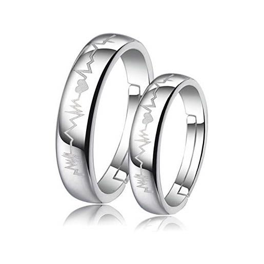 Beydodo anelli coppia uomo e donna anello del battito cardiaco regolabile anello regolabile fidanzamento