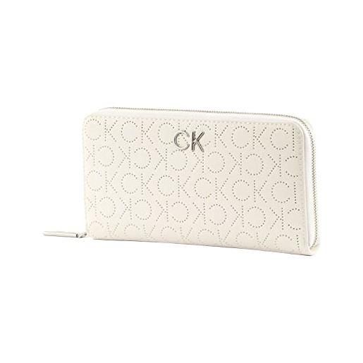Calvin Klein re-lock slim zip around wallet lg perf ck white