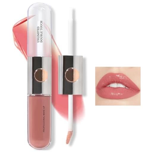 POWWA set di rossetti, 2 in 1 set di trucco matte lipstick long lasting nude lipliner 24 ore waterproof lip glosses makeup set (f)