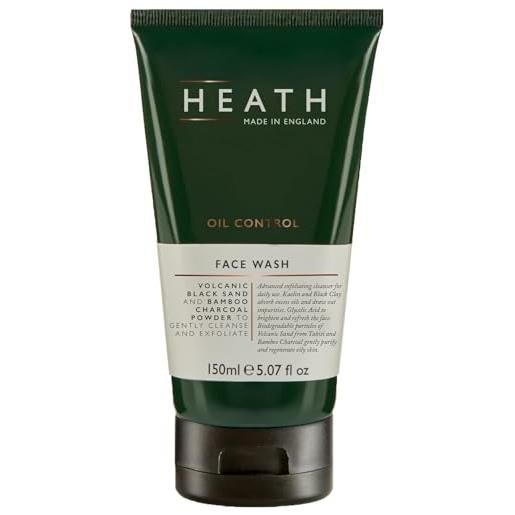Heath - detergente viso per il controllo dell'olio da uomo - detergente esfoliante avanzato per uso quotidiano - sabbia nera vulcanica e polvere di carbone di bambù - prodotto in inghilterra - 150 ml