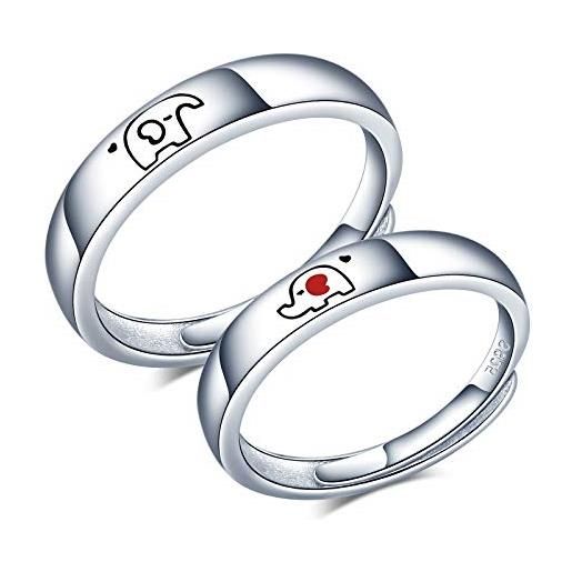 CPSLOVE anello coppia regolabile, anello da donna, anello da uomo, fede nuziale in argento sterling 925, anello di fidanzamento elefante carino, anello aperto regolabile