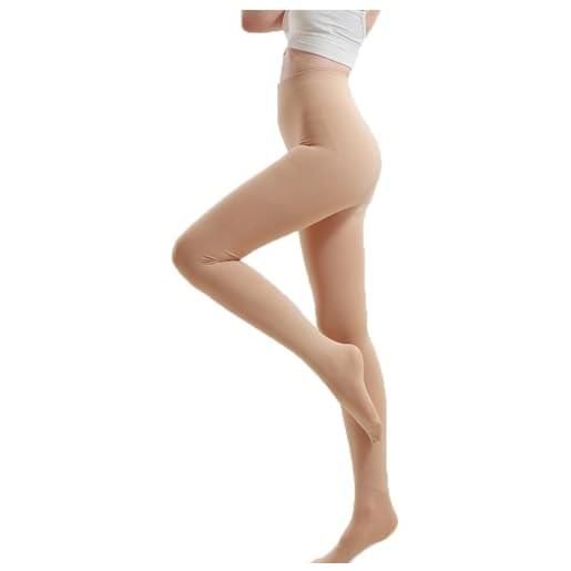 SKUBIS heat tech leggings, fleece lined tights, fake translucent nude tights fleece, pantyhose leggings (220g, beige-b)