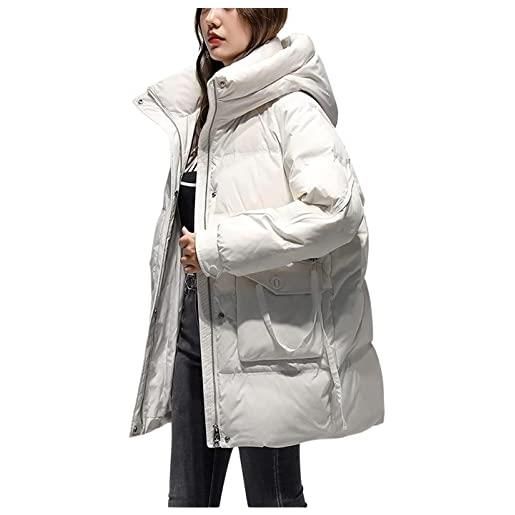 Vagbalena piumino caldo invernale da donna cappotto lungo piumino lungo parka invernale caldo piumino sciolto con cappuccio cappotto in piumino gelo (rosso, s)