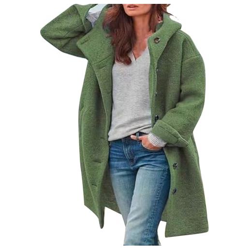 MJGkhiy trench donna lungo invernale giacca blazer moda giubbini maniche lunghe cardigan lana giubbotti tinta unita giaccone con cappuccio giacche abbigliamento donna saldi