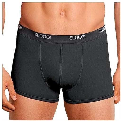 Sloggi 3-6 pezzi boxer uomo cotone elasticizzato - boxer uomo aderenti boxer uomo elastico esterno art basic short (m, 3 pezzi nero)