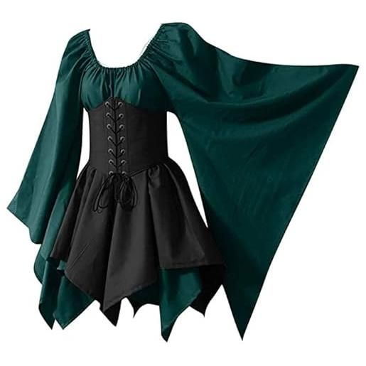 TaissBocco halloween donna mezzo secolo abito vittoriano manica a sbuffo abito da ballo alto basso abito gotico rinascimentale (s, f3)