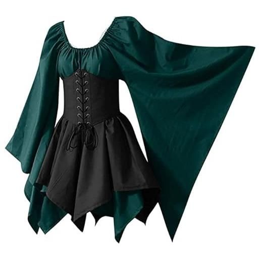 TaissBocco halloween donna mezzo secolo abito vittoriano manica a sbuffo abito da ballo alto basso abito gotico rinascimentale (5xl, f1)