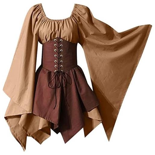 TaissBocco halloween donna mezzo secolo abito vittoriano manica a sbuffo abito da ballo alto basso abito gotico rinascimentale (s, f3)