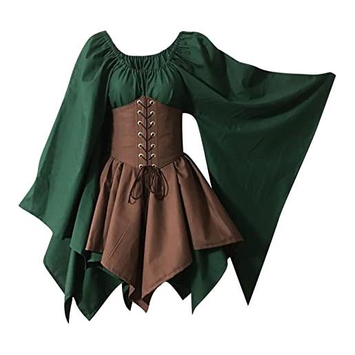 TaissBocco halloween donna mezzo secolo abito vittoriano manica a sbuffo abito da ballo alto basso abito gotico rinascimentale (s, f4)