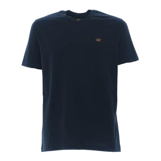 PAUL & SHARK - uomo maglia t-shirt blu fantasia logo c0p1006 013-28619 - l