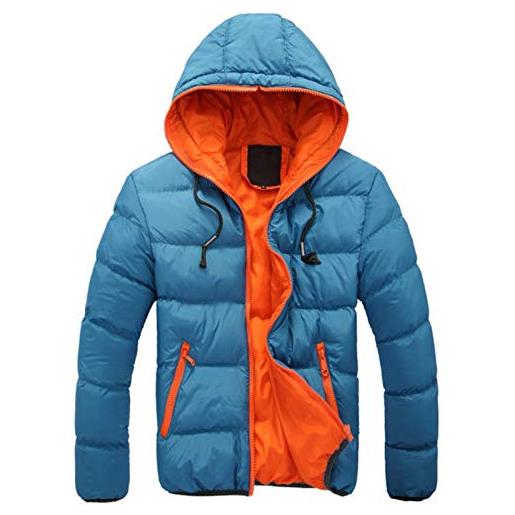 Modaworld giacca da uomo jacket piumino leggero con cappuccio giubbotto caldo casual multitasche materiale antivento calda e resistente al freddo manica lunga