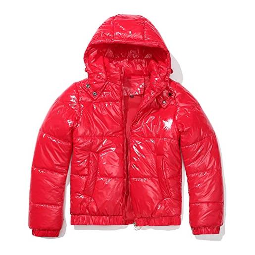 RQPYQF cappotto corto da donna invernale caldo giacca trapuntato manica lunga slim giacche imbottita outwear piumino invernale wt22 (rosso, l)