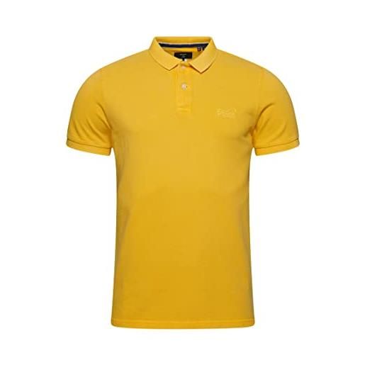 Superdry polo tinta unita maglia di tuta, springs yellow, l uomo