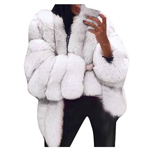 Generic giacca a maniche calde cappotto lungo in cappotto da donna in pelliccia più capispalla in pelliccia corta pile full zip (white, xxxxl)