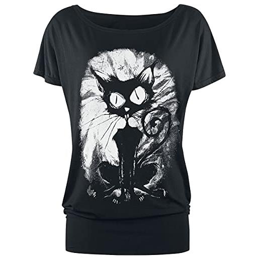 Gothicana by EMP donna t-shirt nera taglio comodo con stampa di gatti xl