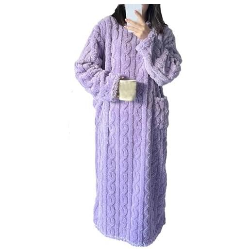 YoiTs abito da notte in velluto corallo invernale, camicia da notte, abito da pigiama in flanella da donna extra lungo, pigiama in pile da donna (blue, l)