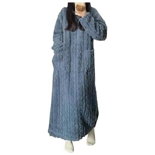 YoiTs abito da notte in velluto corallo invernale, camicia da notte, abito da pigiama in flanella da donna extra lungo, pigiama in pile da donna (blue, m)