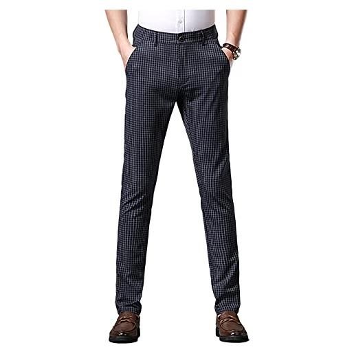 Yukirtiq pantaloni chino skinny da uomo a quadri slim elasticizzati comodi pantaloni chino con tasche leggeri