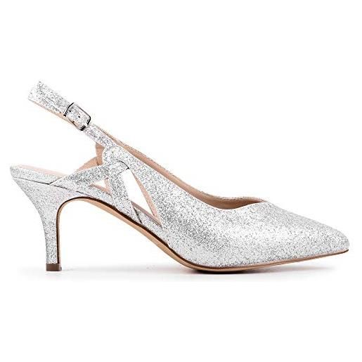 Paradox London Pink flavia, scarpe col tacco punta chiusa donna, argento 40, 36 eu