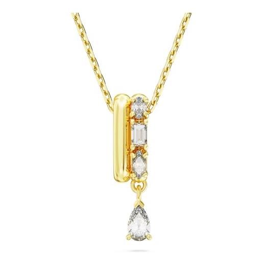 Swarovski dextera collana pendente, con cristalli e zirconia Swarovski a taglio misto, chiusura a moschettone, placcatura in tonalità oro, bianco