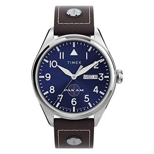 Timex orologio analogico quarzo uomo con cinturino in pelle twg030100