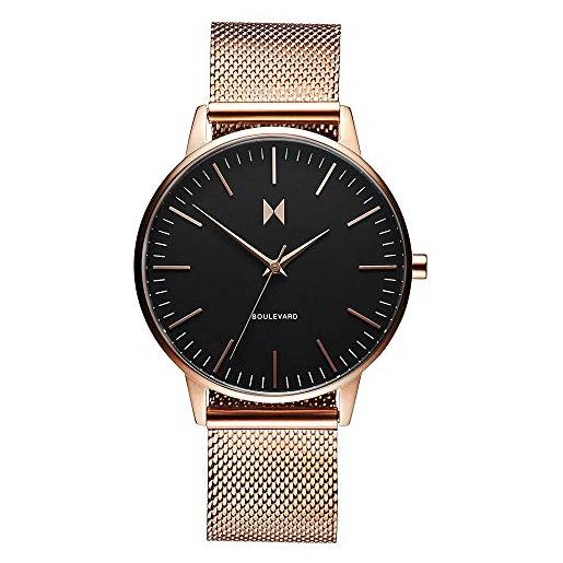 MVMT orologio analogico al quarzo da donna collezione boulevard con cinturino in pelle o in acciaio inossidabile nero/oro (black/gold)
