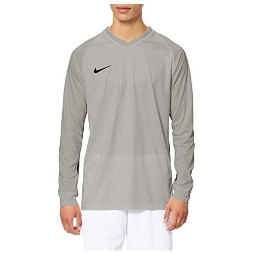 Nike dry tiempo premier football, t-shirt a manica lunga uomo, grigio (grigio / nero) s