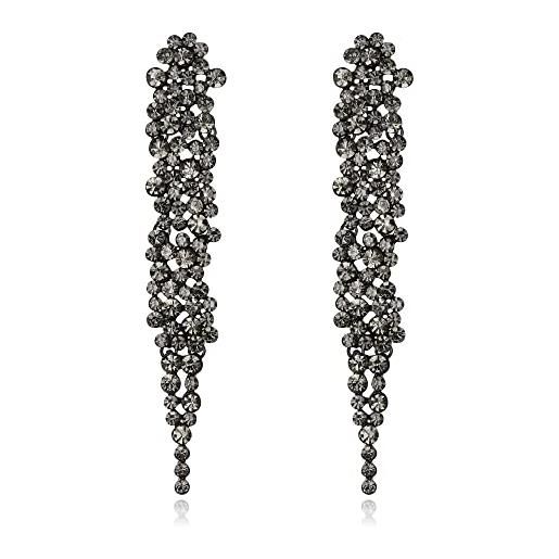 EVER FAITH cristalli austriaci art deco statement orecchini, banchetto prom long chandelier orecchini pendenti per donna grigio nero-fondo
