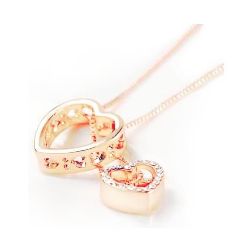 Quadiva collana 'cuore', decorata con cristalli scintillanti di swarovski®, collana a forma di cuore, colore: placcato in oro 18 carati, cristalli rosa antico