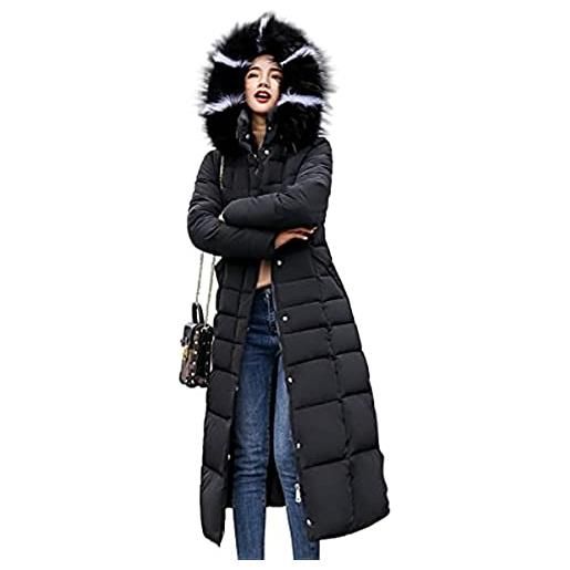 Vagbalena giacche invernali trapuntate da donna cappotti termici con cappuccio cappotti invernali parka lungo da donna cappotti trapuntati piumini giacche invernali eleganti (nero, xl)