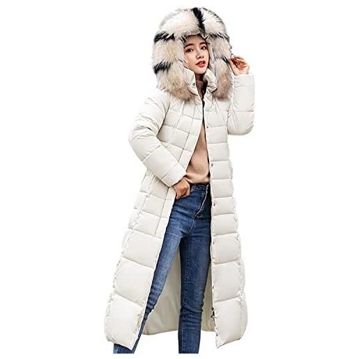 Vagbalena giacche invernali trapuntate da donna cappotti termici con cappuccio cappotti invernali parka lungo da donna cappotti trapuntati piumini giacche invernali eleganti (bianco, m)
