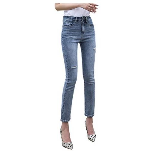 Lazutom - pantaloni jeans da donna, comodi, elasticizzati, skinny light blue 52