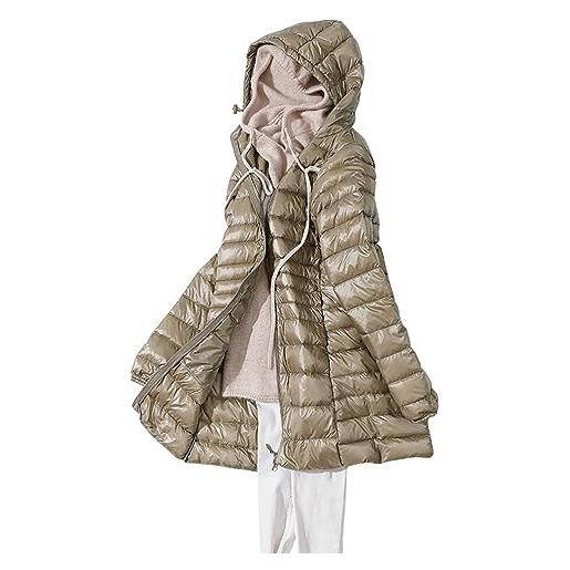 ORANDESIGNE piumino leggero donna con cappuccio puffer jacket leggeri giacca cappotto lungo giubbino down jacket piumino leggero caldo giacche trapuntato slim piumini invernale d rosso vino xl