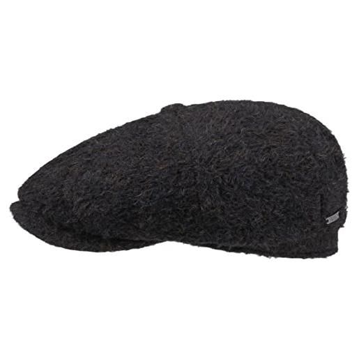 Stetson coppola hatteras alpaca wool uomo - made in germany cappellino lana berretto piatto con visiera, fodera autunno/inverno - 57 cm marrone-blu