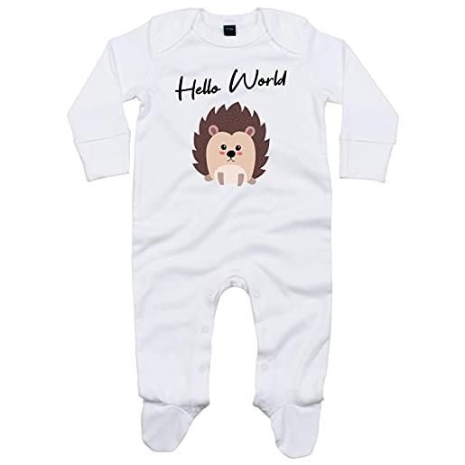 Kleckerliese pigiama per bambini, con scritta hello world bianco 6-12 mesi