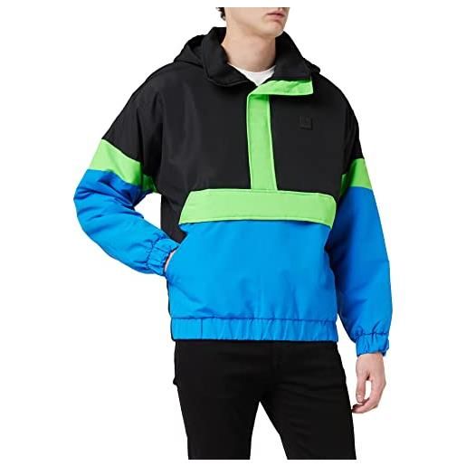 Urban Classics windbreaker 3-tone neon mix pull over jacket giacca, multicolore (black/cobaltblue 02376), small uomo