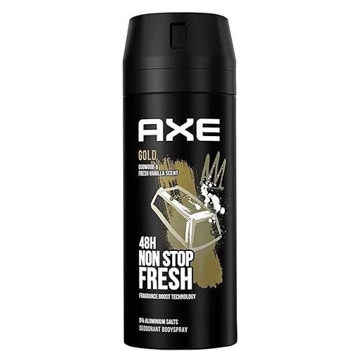 AXE deodorante spray gold - oudwood & fresh vanilla - senza sali di alluminio, confezione da 6 (6 x 150 ml)