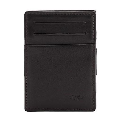 Nuvola Pelle portafoglio magico uomo in pelle magic wallet piccolo con 6 tasche porta carte di credito marrone scuro