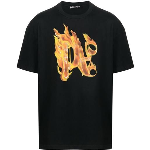 Palm Angels t-shirt burning con stampa - nero