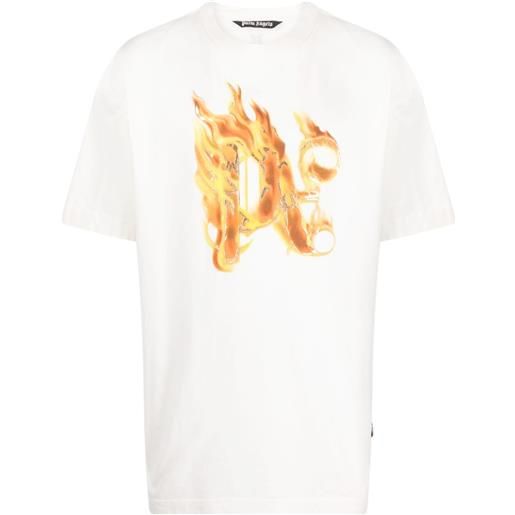 Palm Angels t-shirt burning con stampa - bianco