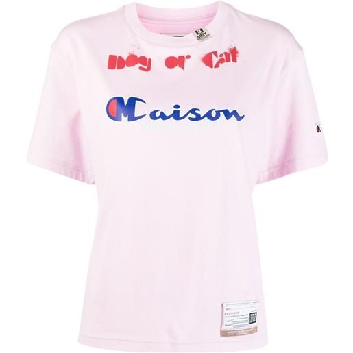 Maison Mihara Yasuhiro t-shirt con stampa x champion - rosa